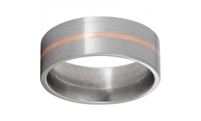 Titanium Flat Band with a 1mm 14K Rose Gold Inlay and Satin Finish
