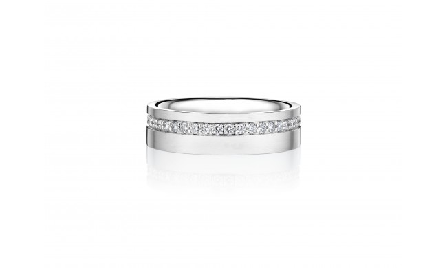 Henri Daussi 6mm Men's Wedding Band MB135 14k Gold White 0.60 Ctw.