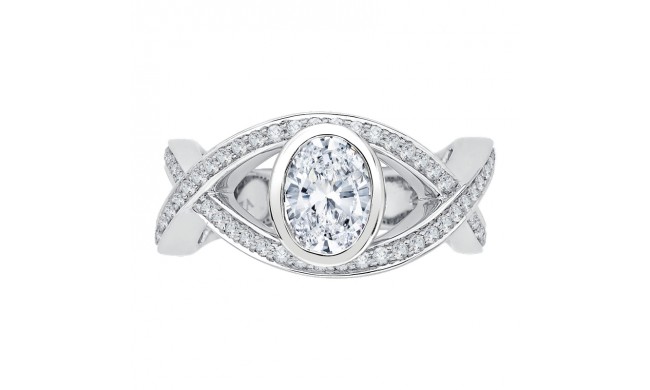 Shah Luxury Oval Diamond Engagement Ring In 14K White Gold with Split Shank (Semi-Mount)