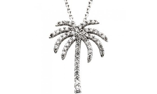 14K White 1/4 CTW Diamond Palm Tree 16 Necklace