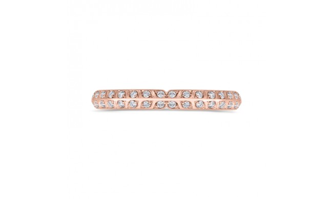 Shah Luxury 14K Rose Gold Double Row Diamond Wedding Band with Round Shank