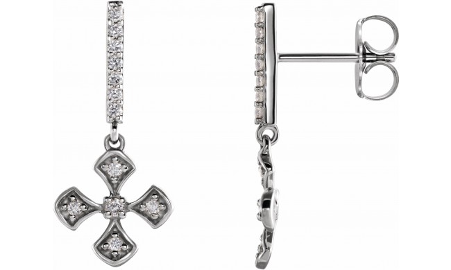 14K White 1/5 CTW Diamond Cross Dangle Earrings