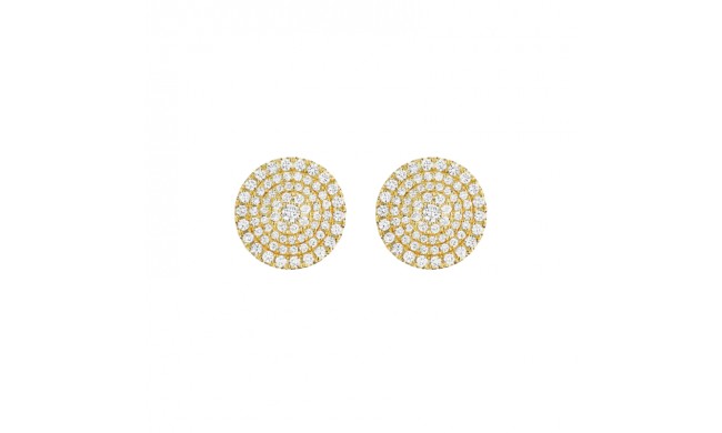 Henri Daussi 18k Yellow Gold Diamond Stud Earrings