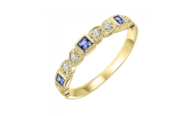 Gems One 10Kt Yellow Gold Diamond (1/12Ctw) & Sapphire (1/5 Ctw) Ring