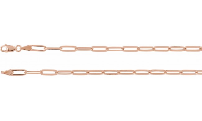 14K Rose 3.85 mm Elongated Flat Link 7 Chain