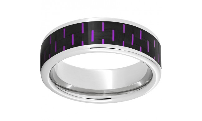 Serinium Pipe Cut Band with Black and Purple Carbon Fiber Inlay