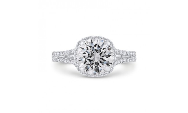 Shah Luxury 14K White Gold Diamond Halo Engagement Ring (Semi-Mount)