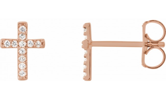 14K Rose .05 CTW Diamond Cross Earrings