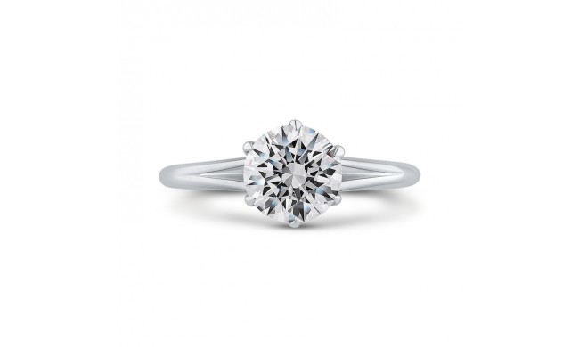 Shah Luxury 14K White Gold Round Diamond Cathedral Style Engagement Ring with Split Shank (Semi-Mount)