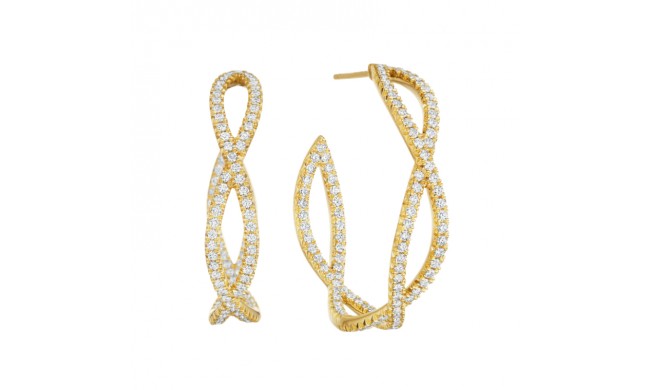 Henri Daussi 18k Yellow Gold Diamond Hoop Earrings