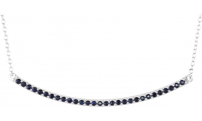 14K White Blue Sapphire Bar 16-18 Necklace