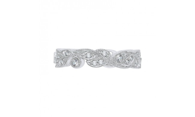 Shah Luxury 14K White Gold Diamond Leaf Design Wedding Band