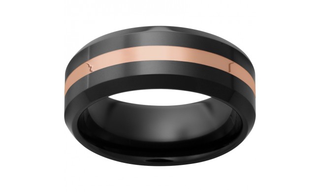 Black Diamond Ceramic Beveled Edge Band with a 2mm 14K Rose Gold Inlay