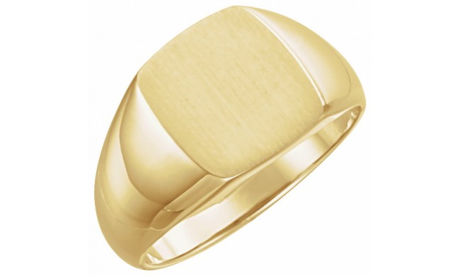 14K Yellow 13x12 mm Rectangle Signet Ring