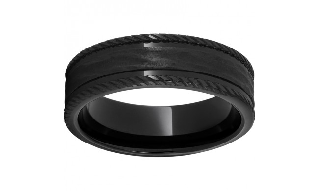 Black Diamond Ceramic Rounded Edge Band with Bark Finished Center and Rope Finished Edges