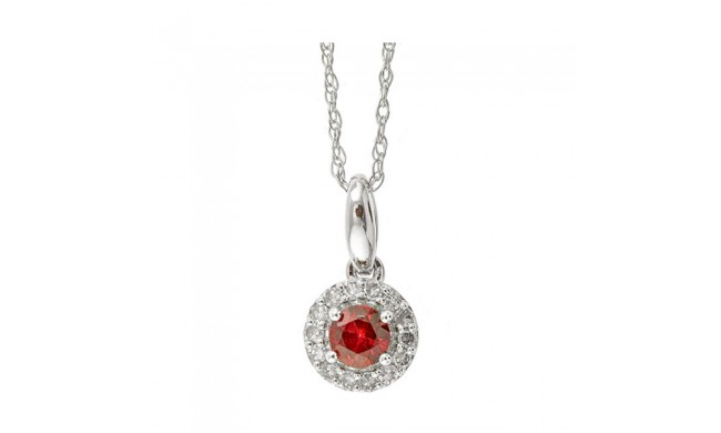 Gems One 10Kt White Gold Diamond (1/12Ctw) & Ruby (1/5 Ctw) Pendant