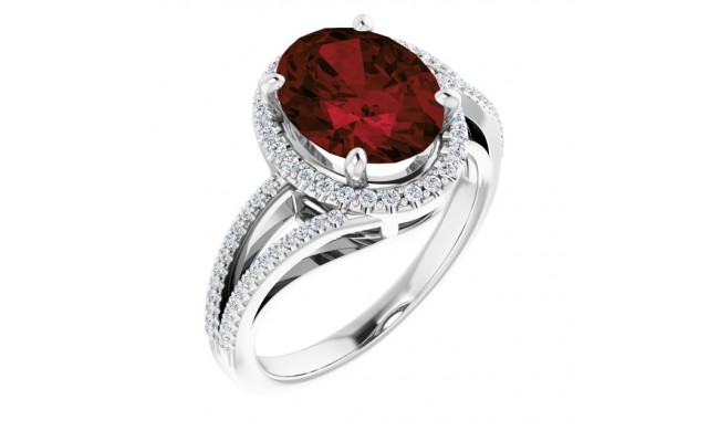 14K White Mozambique Garnet & 1/4 CTW Diamond Ring