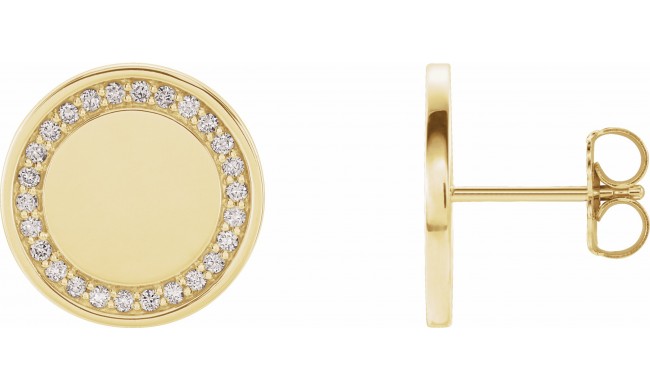 14K Yellow 1/4 CTW Diamond Engravable Earrings