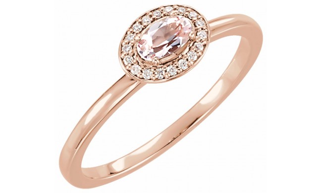 14K Rose Morganite & .05 CTW Diamond Ring