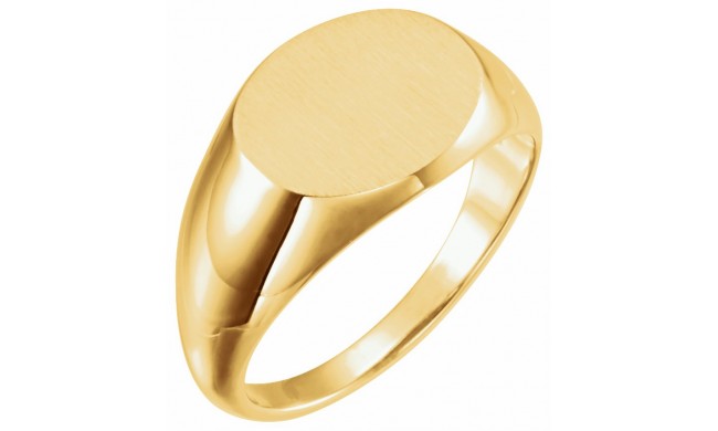 14K Yellow 14x12 mm Oval Signet Ring