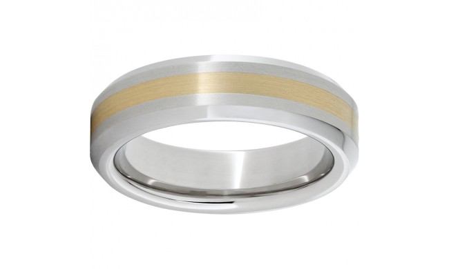Serinium Beveled Edge Band with a 2mm 14K Yellow Gold Inlay