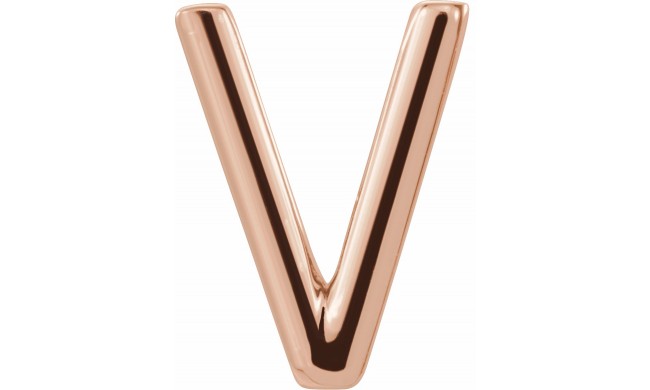 14K Rose Single Initial V Earring