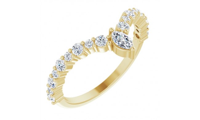 14K Yellow 1/2 CTW Diamond V Ring