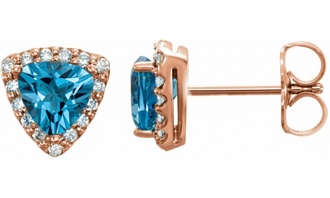 14K Rose Swiss Blue Topaz & .08 CTW Diamond Earrings