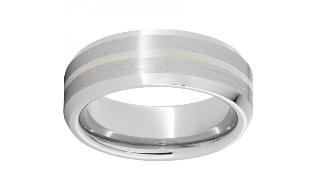 Serinium Beveled Edge Band with a 1mm Sterling Silver Inlay