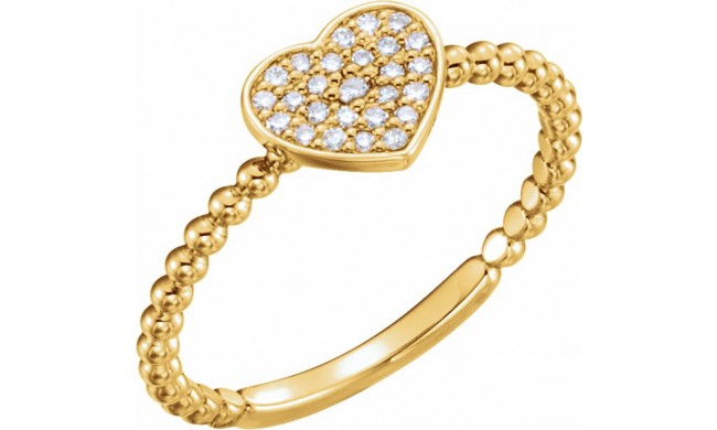 14K Yellow 1/8 CTW Diamond Heart Bead Ring