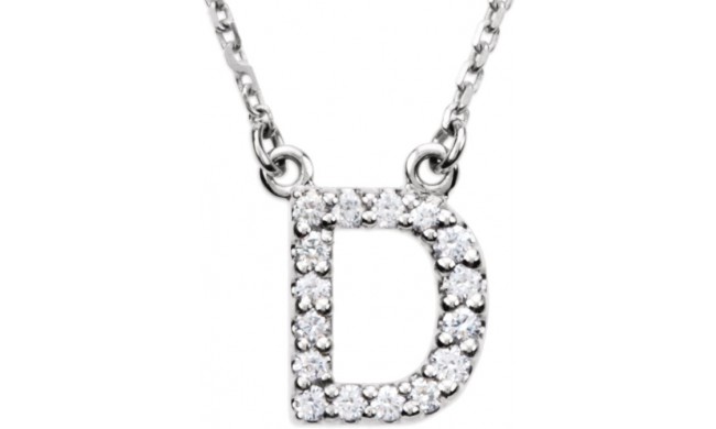 14K White Initial D 1/8 CTW Diamond 16 Necklace