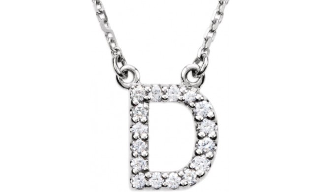 14K White Initial D 1/8 CTW Diamond 16 Necklace