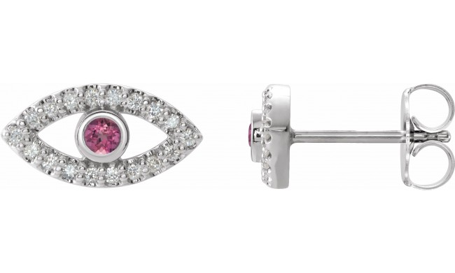 14K White Pink Tourmaline & White Sapphire Earrings