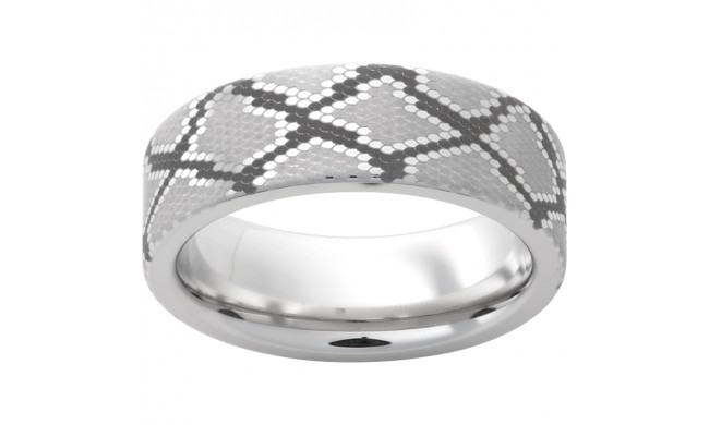 Serinium Pipe Cut Band with Snake Skin Laser Engraving
