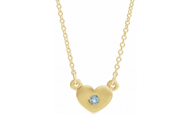 14K Yellow Aquamarine Heart 16 Necklace