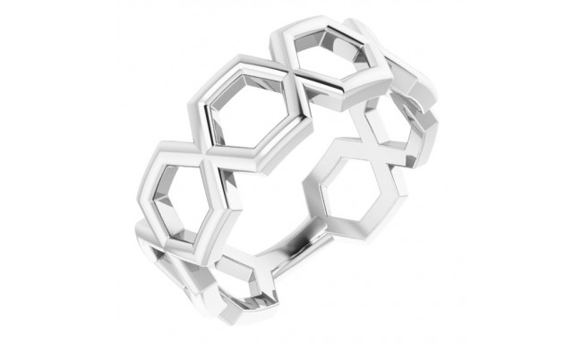 14K White Geometric Ring