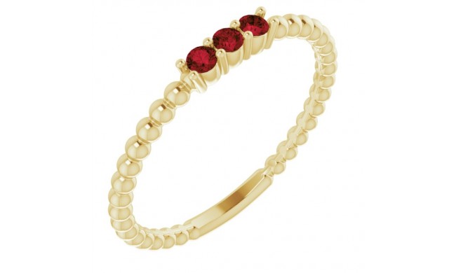 14K Yellow Mozambique Garnet Beaded Ring