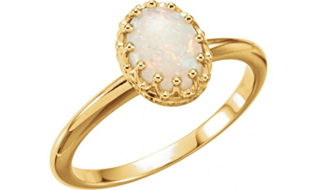 14K Yellow Opal Crown Ring
