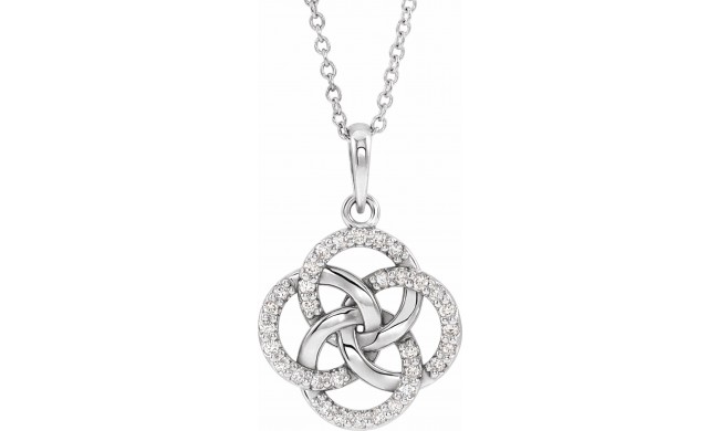 14K White 1/8 CTW Diamond Five-Fold Celtic Necklace