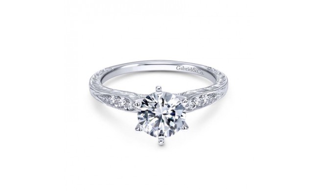 Gabriel & Co. 14k White Gold Victorian Straight Engagement Ring