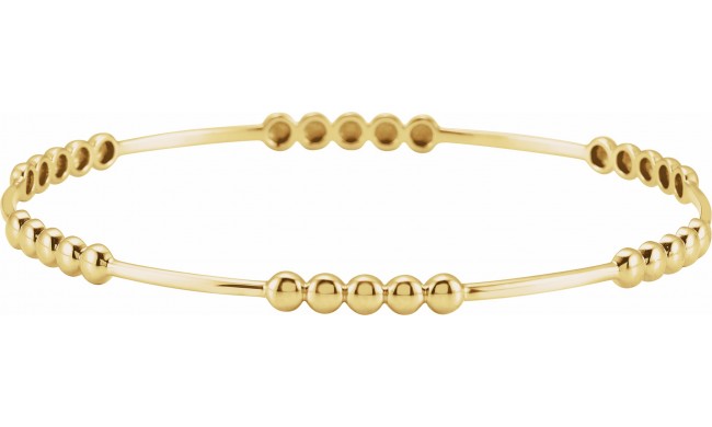 14K Yellow 3.66 mm Beaded Bangle 7 Bracelet