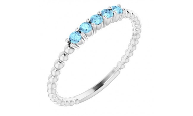 14K White Aquamarine Stackable Ring