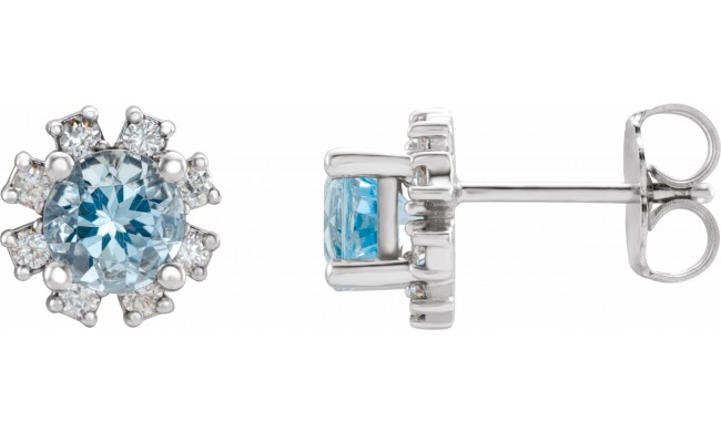 14K White Aquamarine & 1/2 CTW Diamond Earrings