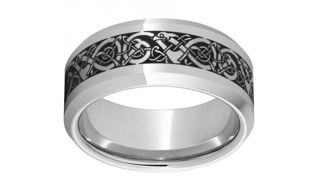 Serinium 10mm Beveled Edge Band with Viking Laser Engraving
