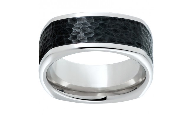 Serinium Square Band with Hammered Black CeramicInlay