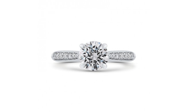 Shah Luxury 14K White Gold Round Diamond Engagement Ring (Semi-Mount)