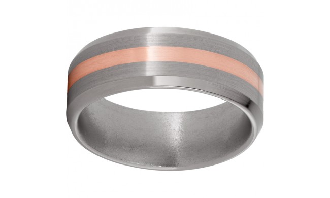 Titanium Beveled Edge Band with a 2mm 14K Rose Gold Inlay and Satin Finish