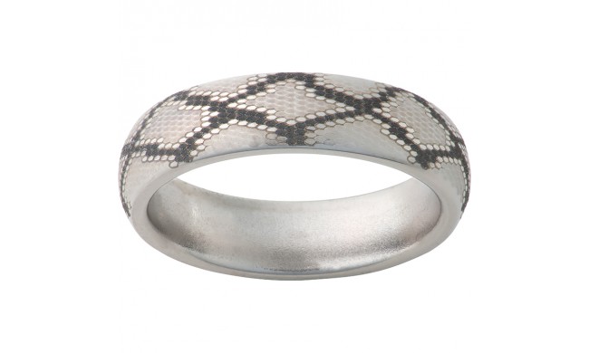 Titanium Domed Band with Snake Skin Laser Engraving