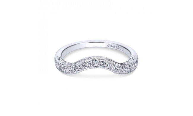 Gabriel & Co. 14k White Gold Victorian Curved Wedding Band