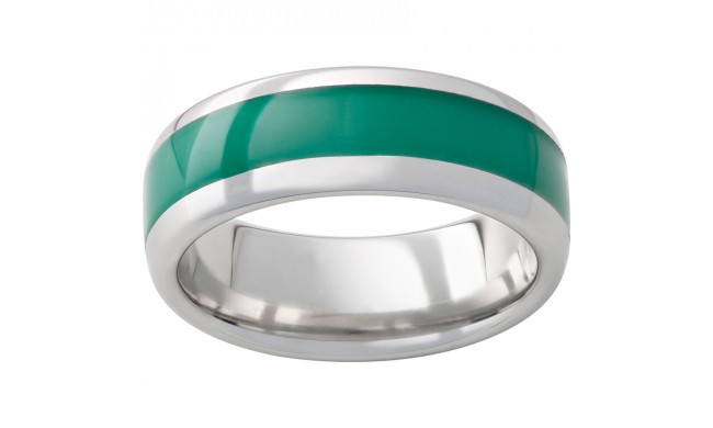 Serinium Domed Band with Green Inlay